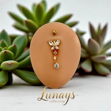 Lunays Paslanmaz Çelik Kelebek Kadın Göbek Piercing Gold Renk