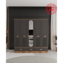 T&B Pera 5 Kapaklı Çekmeceli Bazalı Gardırop - Tamamı Mdf