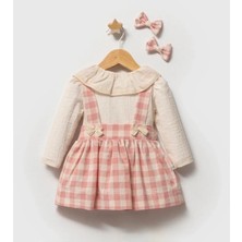 Queen Kids Kız Bebek Sensıtıve Salopet  Elbise Naturel Pembe