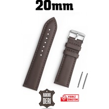 Saatse 20MM Kahverengi Hakiki Deri Saat Kordonu Kayış