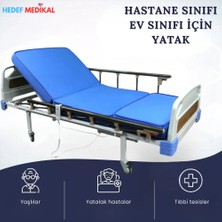 Hedef Medikal 2 Motorlu Tabanca Korkuluklu Elektrikli Hasta Karyolası Sırt ve Diz Ayarlı Kumandalı Medikal Hastane Karyolası Ev Tipi Bakım