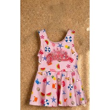 Elayza Summer Baskılı Kendinden Külotlu Kız Çocuk Elbise Mayo