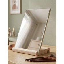 Doğal Kavak Ahşap Masaüstü Makyaj Aynası - Çift Açılı 15X20 cm