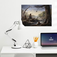 Popcas Orman Hayvanları Temalı Kanvas Tablo Mesolitik Dönem Doğal Dekorasyon