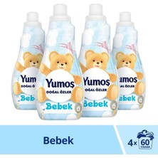 Yumoş Doğal Özler 1200 ml Bebek Konsantre Çamaşır Yumuşatıcı 4'lü Set 50 Yıkama Özelliği ile