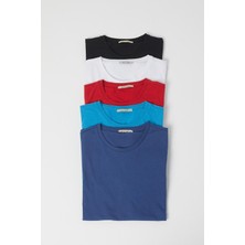 Polo State Erkek Kolsuz 5'li T-Shirt Günlük Stil %95 Pamuk Çok Renkli