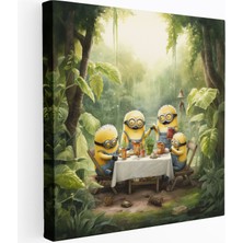 Popcas Minyonlar Kanvas Tablo Suluboya Piknik Dekoratif Tablo