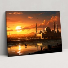 Popcas Islam Hat Sanatı Kanvas Tablo Camii Temalı Dekoratif Tablo
