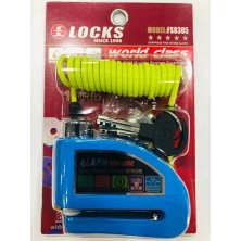 Locks Mavi Alarmlı Disk Kilidi 110 Db Güvenlik İçin Hatırlatıcı Kablo ile Kolay Kullanım