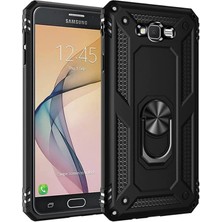  Samsung Galaxy J7 Kılıf Sofya Yüzüklü Silikon Kapak - Siyah Nemere