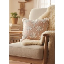 The Mia Tropikal Palmiye Desenli Kırlent Pudra 45 x 45 cm