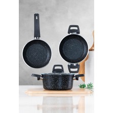 Acar Easy Cook Granit Kaplamalı Derin Tencere Seti 4 Parça 18 cm Siyah Renk Alüminyum Malzeme