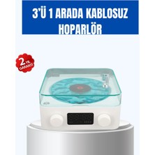 Selfbuysell Retro Tasarımlı Gece Lambalı Bluetooth Hoparlör – Saat ve Pil Göstergeli