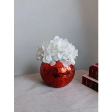 Işıltı Home Design Aynalı Cam Vazo Yuvarlak Orta  Boy Kırmızı