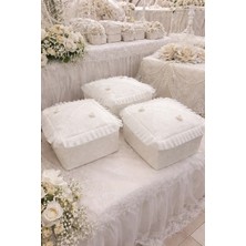 Dilex DİLEX 3’lü Çeyizlik Hurç Seti Ekru – Aplikli Süngerli Bohça Hurcu, Kalın Fermuarlı Dolap Düzenleyici Hurç Seti (1 Orta + 2 Küçük Boy)