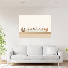 Popcas Son Akşam Yemeği Minimalist Illüstrasyon Duvar Sanatı Kanvas Tablo