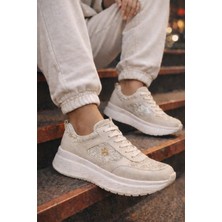 Slipcat Taşlı Işıltılı Trend 5 cm Platform Kadın Sneaker Kalın Taban Spor Ayakkabı