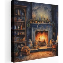 Popcas Nostaljik El Boyalı Kanvas Tablo Sıcak Şömine Duvar Sanatı