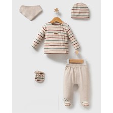 Queen Kids Erkek Bebek Colorfull  5'li Zıbın Takım Bej