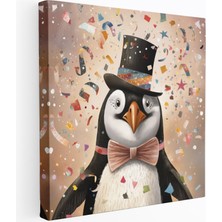 Popcas Sevimli Penguen Kanvas Tablo Duvar Sanatı - Papyonlu Penguen Görseli