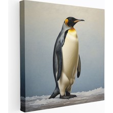 Popcas Kral Penguen Kanvas Tablo Gerçekçi Yağlı Boya Sanatı