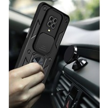  Xiaomi Redmi Note 9 Pro Kılıf Pars Lens Yüzüklü Silikon - Kırmızı Nemere