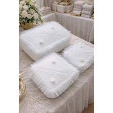 Dilex 3'lü Hurç Set Çeyizlik Bohça Gelin Bohçası Damat Bohçası İğne Oyalı Kdk Ekru