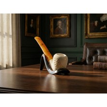 Goldenlight Meerschaum Goldenlight El Yapımı Blok Lületaşı Pipo – Akrilik Ağızlık, Özel Nokta Desenli Klasik Model