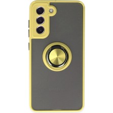  Samsung Galaxy S21 Fe Kılıf Montreal Yüzüklü Silikon Kapak - Sarı Nemere