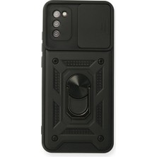  Samsung Galaxy A02S Kılıf Pars Lens Yüzüklü Silikon - Siyah Nemere
