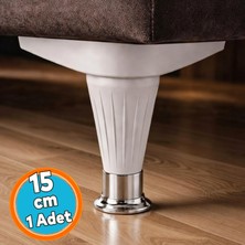 Nzb Ayarlanabilir Kanepe Baza Tv Ünitesi Mobilya Ayağı Plastik 1 Adet (Beyaz-Krom) 15 cm