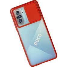  Xiaomi Poco F3 Kılıf Palm Buzlu Kamera Sürgülü Silikon - Kırmızı Nemere