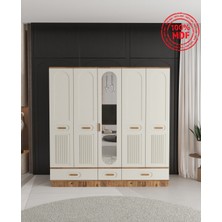 T&B Pera 5 Kapaklı Çekmeceli Bazalı Gardırop - Tamamı Mdf