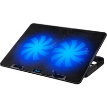 Juo Windy LED Aydınlatmalı Notebook Soğutucu 10-15.6 inç Uyumlu İki Fanlı Ayarlanabilir Yükseklik