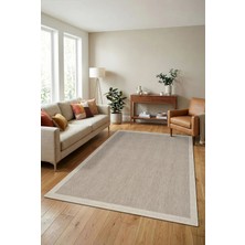 Cinka Home Kaydırmaz Tabanlı Makinede Yıkanabilir Toz Hav Vermez Çerçeveli Sisal 6632 Bej Krem