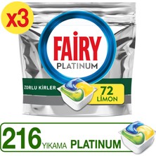 Fairy Platinum Limon Kokulu 72 x 3 Yıkama Bulaşık Makinesi Deterjanı Kapsülü Tablet Zorlu Kirler İçin