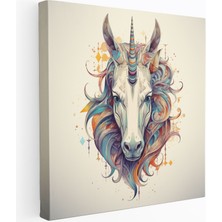 Popcas Tekstil Kanvas Baskı - Geometrik Çizim Duvar Sanatı - Unicorn Desenler Modernlik Zarafet