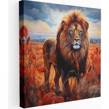 Popcas Afrika Savanası Kanvas Tablo Majestik Aslan Teması ile Vahşi Yaşam Dokusu