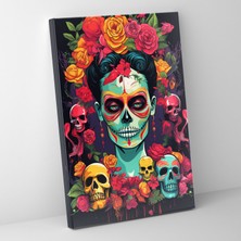 Popcas Los Muertos Frida Kahlo Kanvas Tablo Pop Art Tarzı