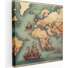 Popcas Osmanlı Imparatorluğu Vintage Dünya Haritası Kanvas Tablo Duvar Süsü