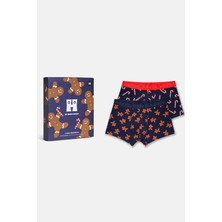 Happy Socks - Lacivert Baston Şeker ve Kurabiye 2\'li Boxer Seti