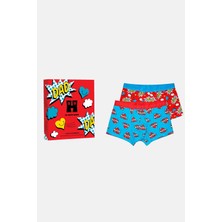 Happy Socks - Çok Renkli Süper Baba Temalı 2\'li Boxer Seti
