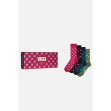 Happy Socks - Çok Renkli Karışık Desenli 4\'lü Pamuklu Çorap Seti