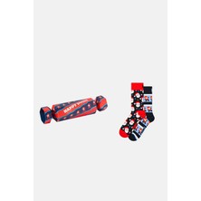 Happy Socks - Kırmızı Kutlama Desenli 2\'li Pamuklu Çorap Seti