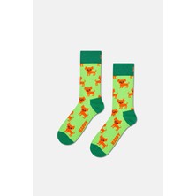Happy Socks - Çok Renkli Kedi ve Köpek Desenli 2\'li Pamuklu Çorap Seti