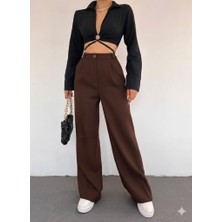 Mersi Kazayağı Palazzo Siyah Pantolon