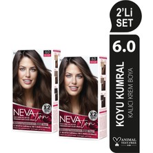 NEVATON 2 x 2'Lİ SET 6.0 KOYU KUMRAL Kalıcı Krem Saç Boyası Seti (4 boya + 4 oksidan)