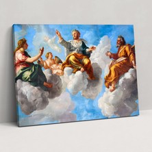 Popcas Michelangelo Kanvas Tablo Cennet Teması Aziz Figürü