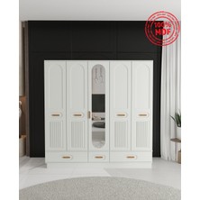 T&B Pera 5 Kapaklı Çekmeceli Bazalı Gardırop - Tamamı Mdf