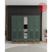 T&B Pera 5 Kapaklı Çekmeceli Bazalı Gardırop - Tamamı Mdf
